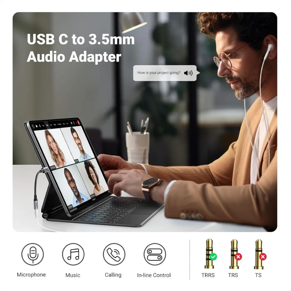 ugreen usb c to 3.5mm audio adapter type c to headphone aux jack dongle