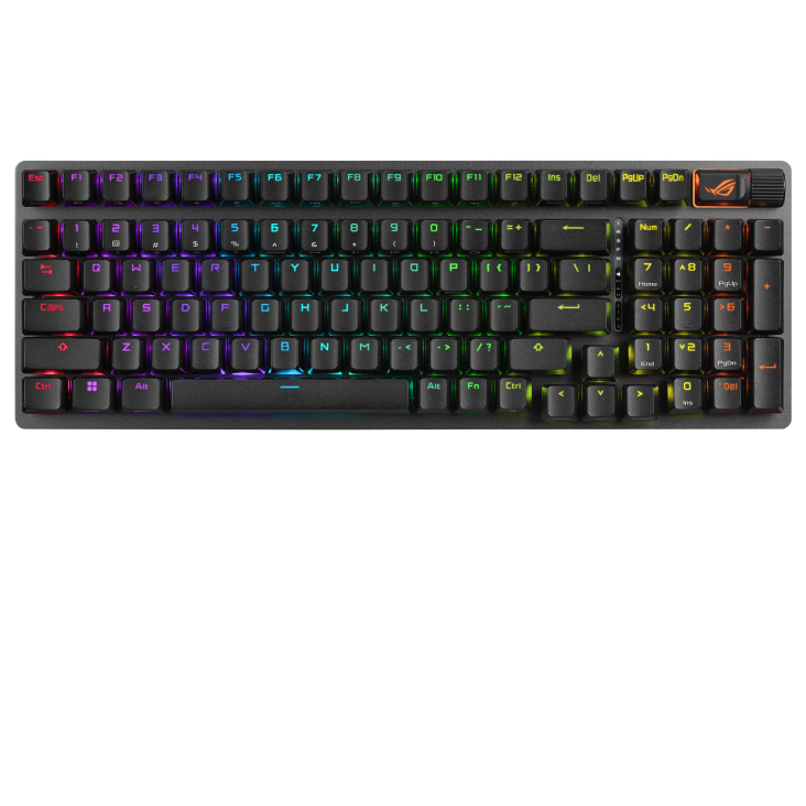 asus rog strix scope ii 96 90mp0352 bkga01, wireless gaming keyboard, rgb, intuitive controls, tri mode connectivity
