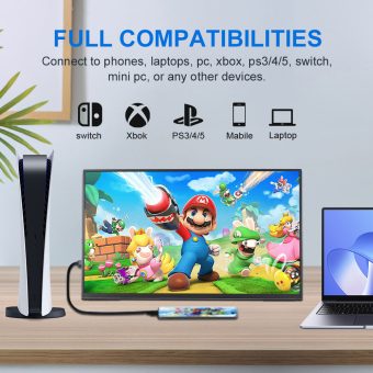 portable screen ps185, 18.5 inch fhd ips panel, 100hz, usb c and mini hdmi, ultra slim