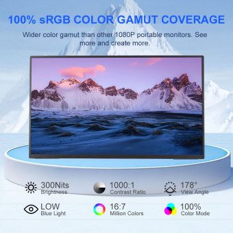 portable screen ps185, 18.5 inch fhd ips panel, 100hz, usb c and mini hdmi, ultra slim