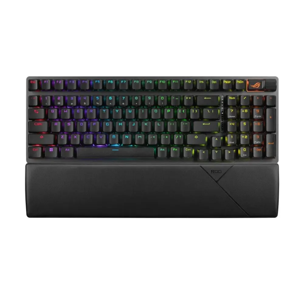 asus rog strix scope ii 96 90mp0352 bkga01, wireless gaming keyboard, rgb, intuitive controls, tri mode connectivity