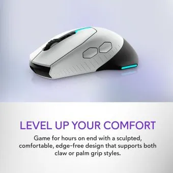 alienware wireless gaming mouse aw610m, 7 buttons, wireless and wired, up to 16000 dpi