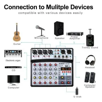 bomge 6 channel audio sound mixer