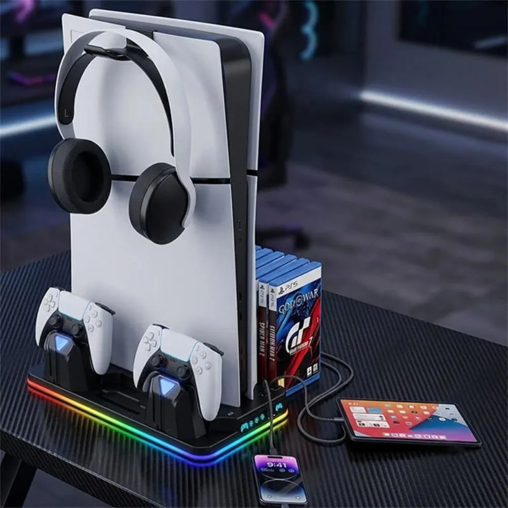deadskull ds mz8043 multi functional cooling stand & dual controller charger for ps5