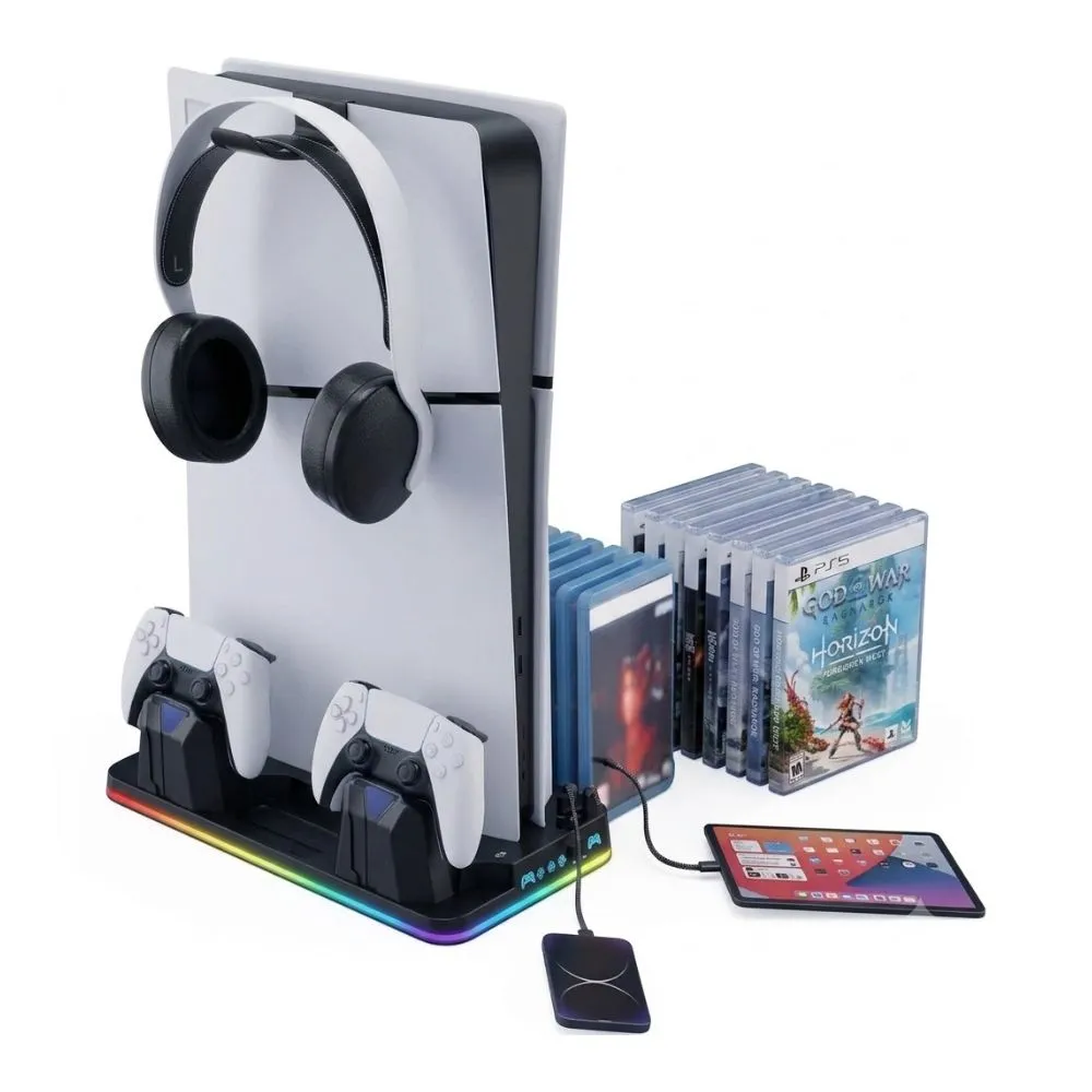 deadskull ds mz8043 multi functional cooling stand & dual controller charger for ps5