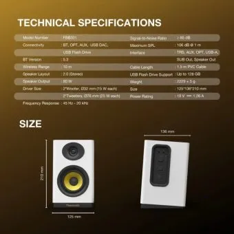 fantech finecoustic hako studio 301 80w 2.0 bookshelf speakers | bluetooth 5.3 & wood cabinet