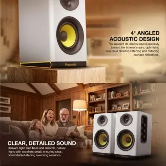 fantech finecoustic hako studio 301 80w 2.0 bookshelf speakers | bluetooth 5.3 & wood cabinet