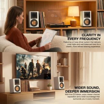 fantech finecoustic hako studio 302 100w stereo studio speakers | bluetooth 5.3 & wood cabinet