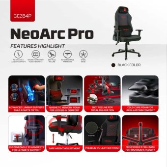 fantech neoarc pro gc284p luxury ergonomic gaming chair | pu leather & magnetic lumbar support