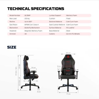 fantech neoarc pro gc284p luxury ergonomic gaming chair | pu leather & magnetic lumbar support