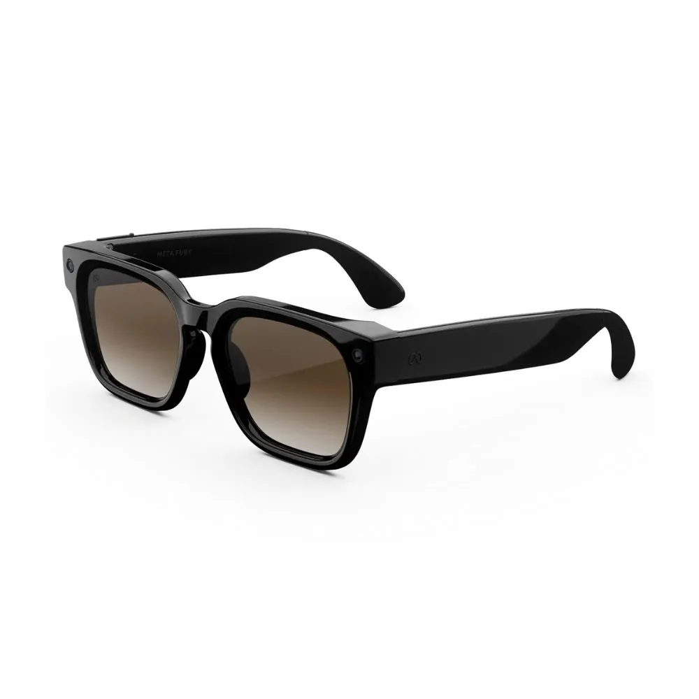 meta fury smart ai glasses | bold square frame, 12mp camera & live translate