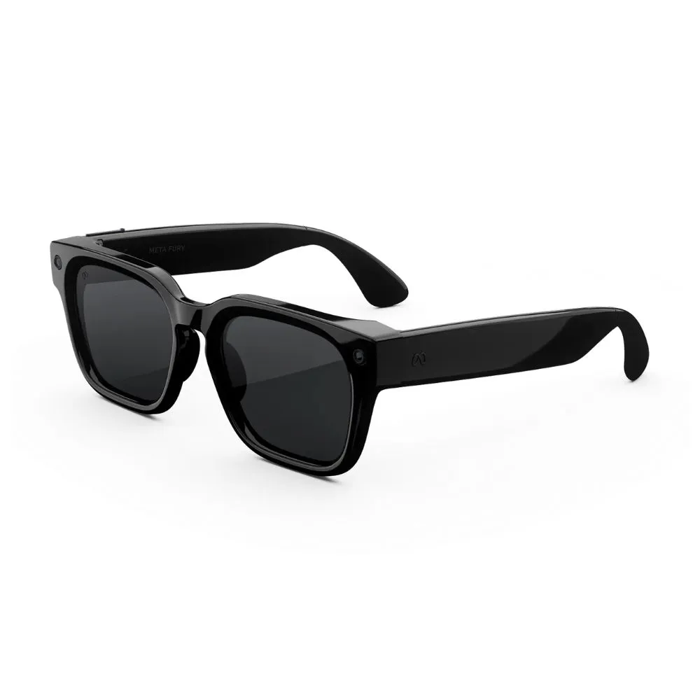 meta fury smart ai glasses | bold square frame, 12mp camera & live translate