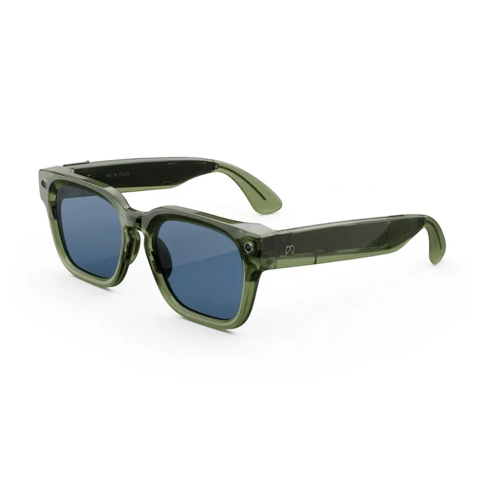 meta fury smart ai glasses | bold square frame, 12mp camera & live translate