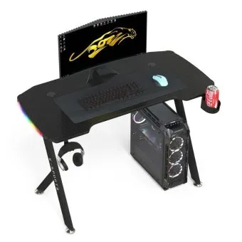 gaming desk 100cm, y shaped, rgb, carbon fiber black