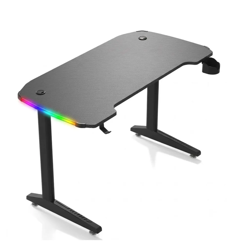 gaming desk 120cm, height adjustable, rgb, carbon fiber black electric