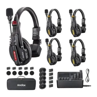 godox skytalk air 5s | 5 person full duplex wireless intercom headset system (2.4 ghz)