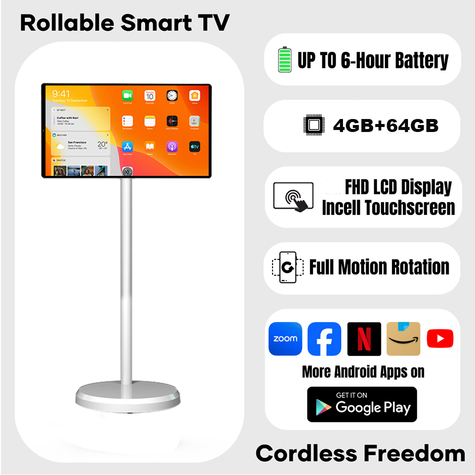 21.5 inch moveable smart touch screen d01, 4gb rram, 64gb rom, fhd resolution, android 13
