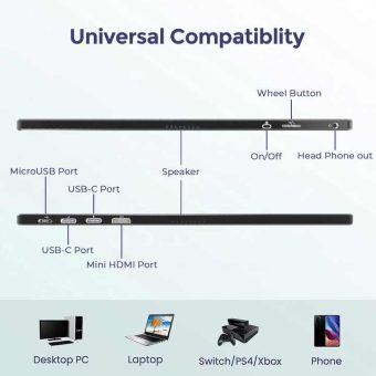portable screen s26ac, 15.6 inch 4k ultra hd, usb c and mini hdmi