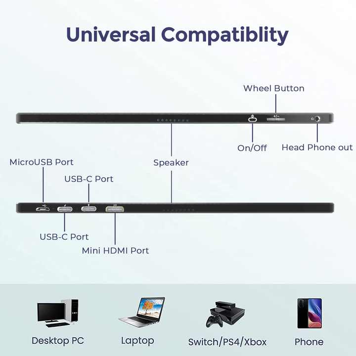 portable screen s26ac, 15.6 inch 4k ultra hd, usb c and mini hdmi