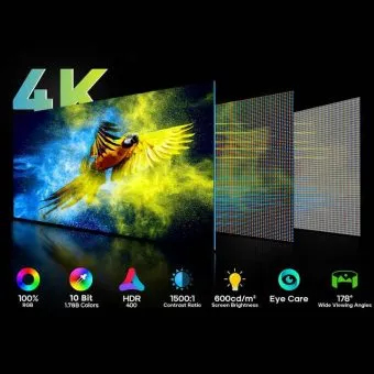 portable screen s26ac, 15.6 inch 4k ultra hd, usb c and mini hdmi