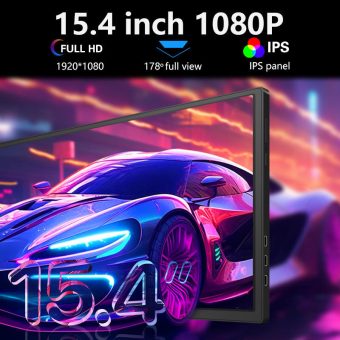 portable screen pss3, 15.4 inch fhd, usb c and mini hdmi, stand on screen