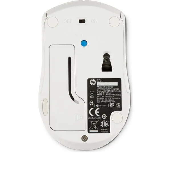 hp wireless mouse g3t x3000, white, 1600dpi