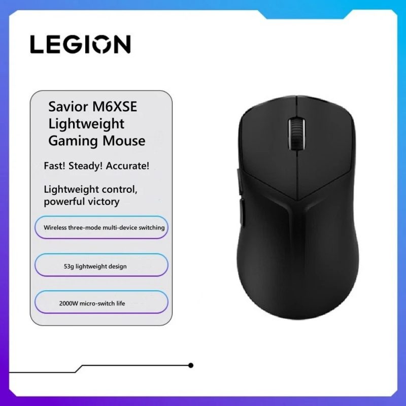 lenovo legion m6x se gaming mouse 3 mode, bluetooth, wireless, usb c, rgb, 8000 dpi, black