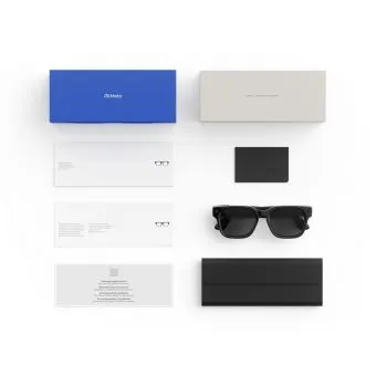 meta fury smart ai glasses | bold square frame, 12mp camera & live translate f: sandstone l: dark amber