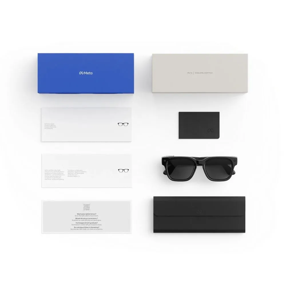 meta fury smart ai glasses | bold square frame, 12mp camera & live translate f: sandstone l: dark amber