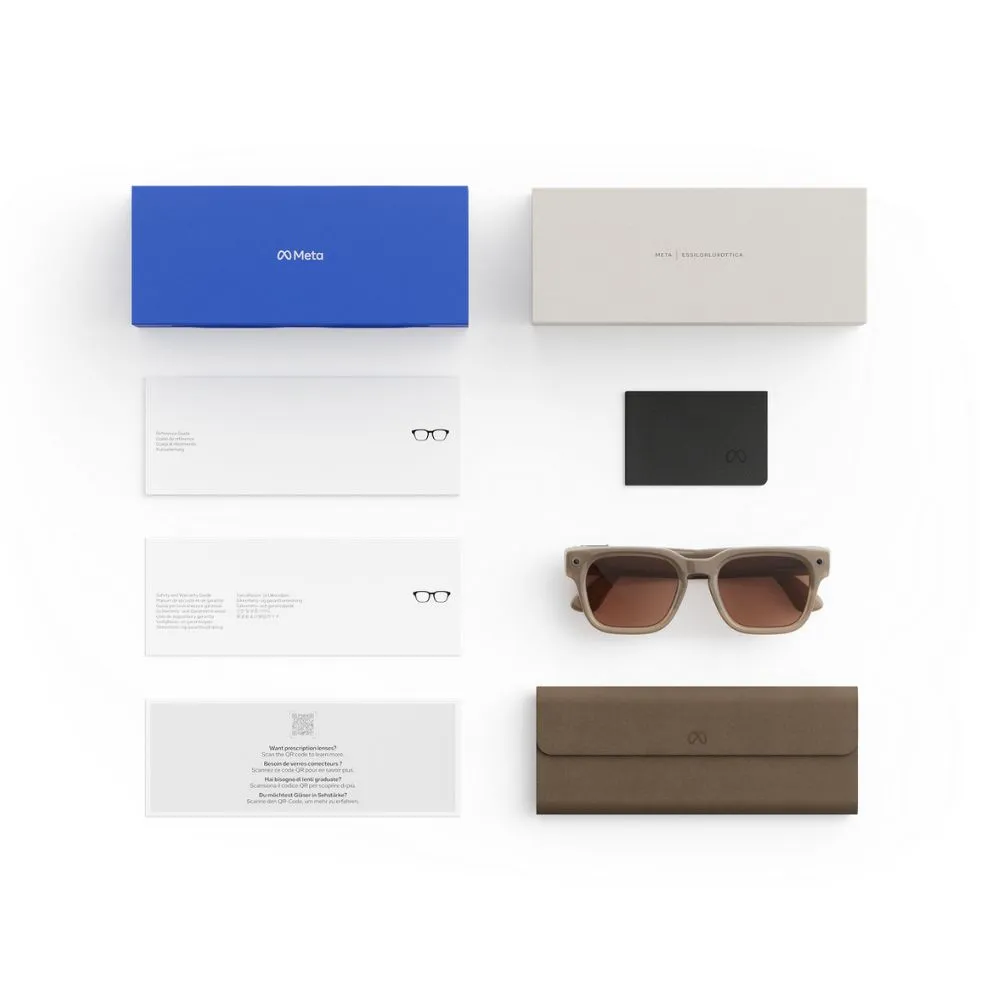 meta fury smart ai glasses | bold square frame, 12mp camera & live translate f: classic black l: grey