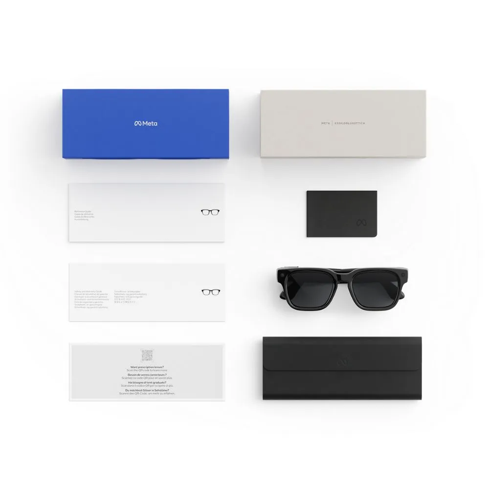 meta fury smart ai glasses | bold square frame, 12mp camera & live translate f: racing green l: light blue atlantic