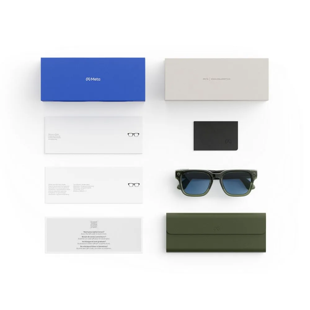 meta fury smart ai glasses | bold square frame, 12mp camera & live translate f: mahogany l: green