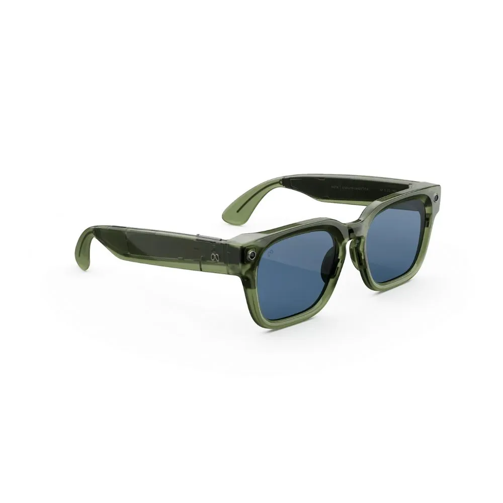 meta fury smart ai glasses | bold square frame, 12mp camera & live translate f: mahogany l: green