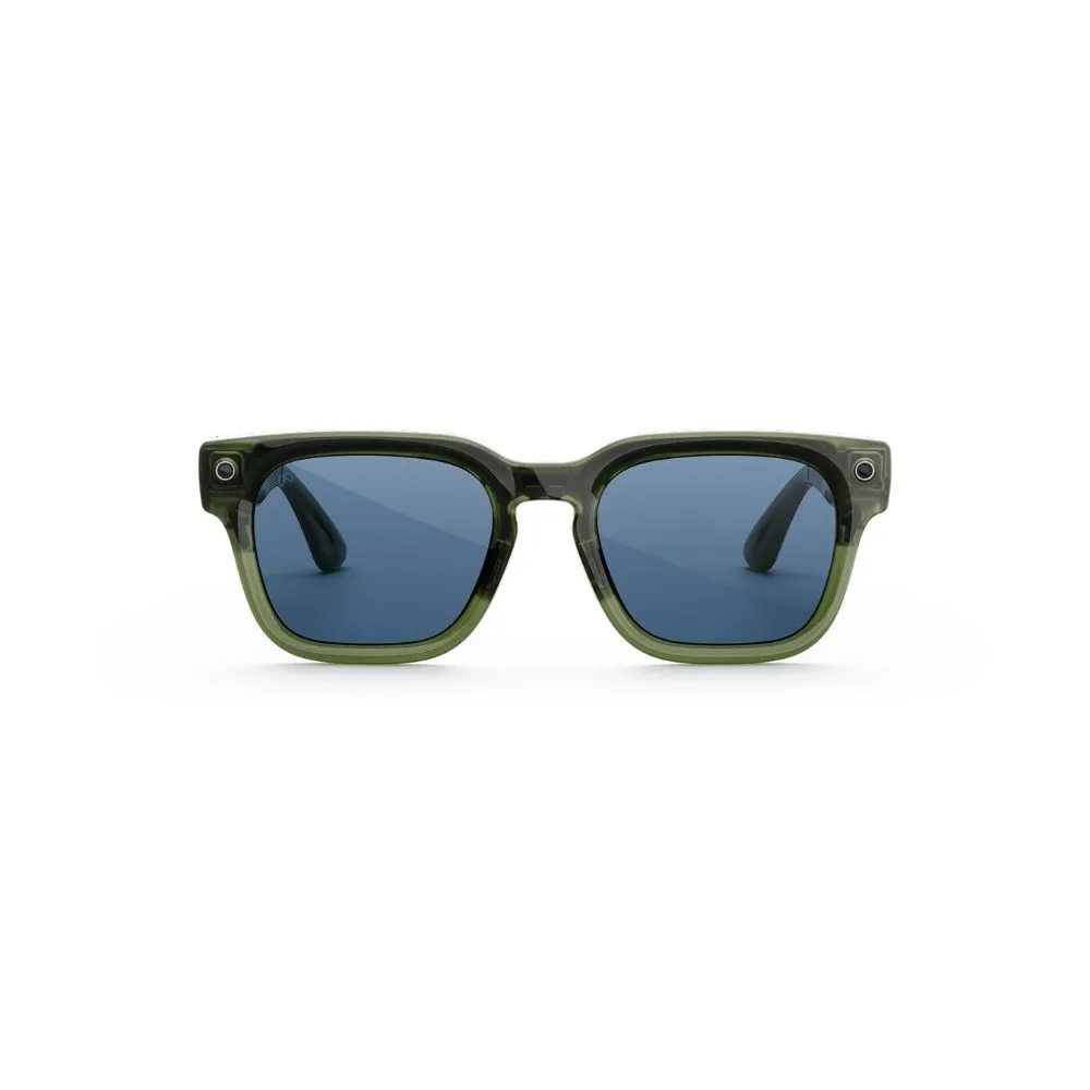 meta fury smart ai glasses | bold square frame, 12mp camera & live translate f: mahogany l: green