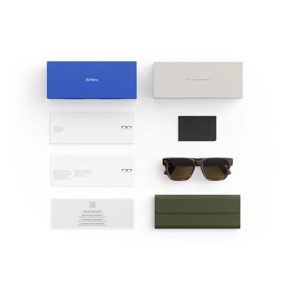 meta fury smart ai glasses | bold square frame, 12mp camera & live translate f: classic black l: brown gradient