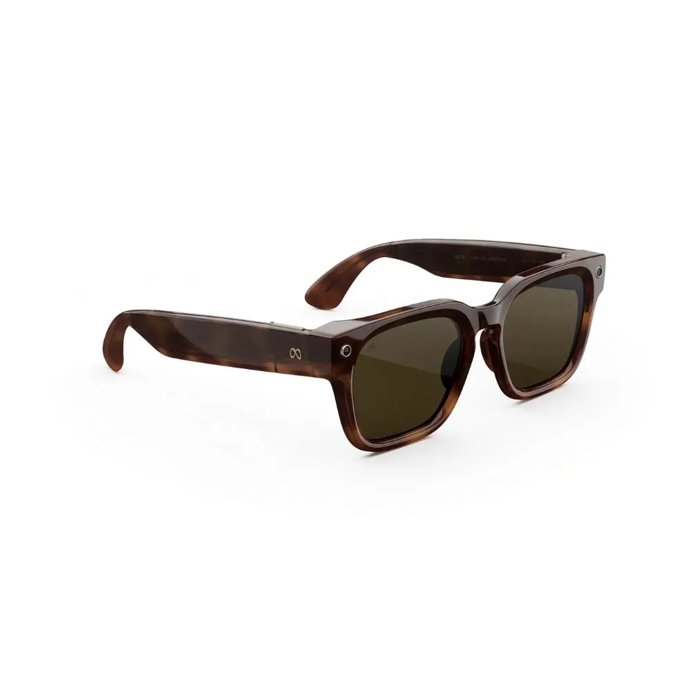 meta fury smart ai glasses | bold square frame, 12mp camera & live translate f: classic black l: brown gradient