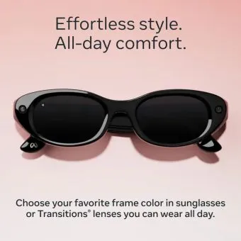 Meta - Starfire Kylie Edition-Smart AI glasses for Women, Men-Meta AI, 12MP Camera, Live Translate-Transitions Grey Lenses - Classic Black