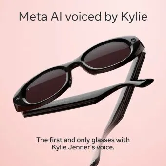 Meta - Starfire Kylie Edition-Smart AI glasses for Women, Men-Meta AI, 12MP Camera, Live Translate-Transitions Grey Lenses - Classic Black