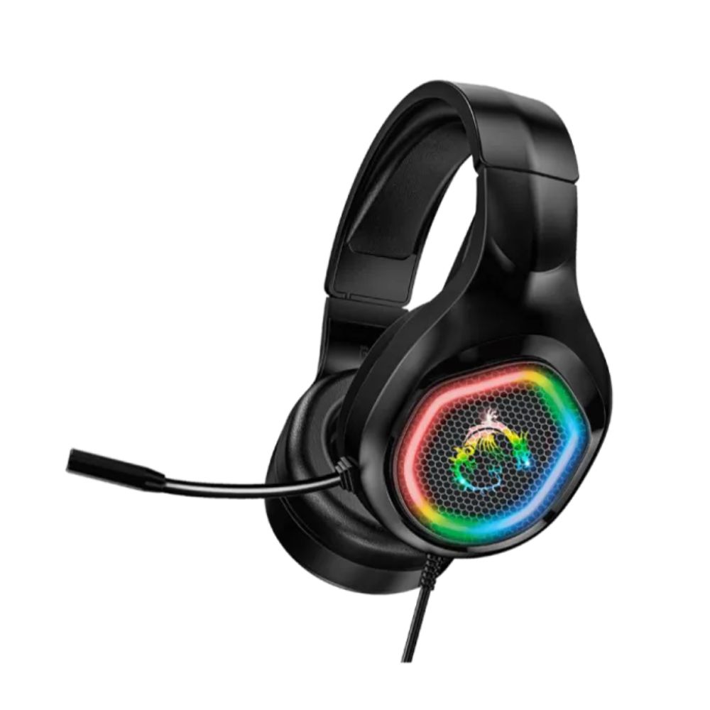 msi dh20 wired gaming headset, 50mm high quality drivers, rgb