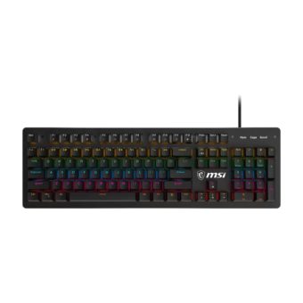 msi forge gk300 wired gaming keyboard, ergonomic floating keycap, blue switches