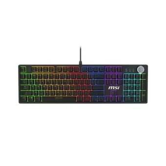 msi forge gk320 wired gaming keyboard, ergonomic floating keycap, blue switches
