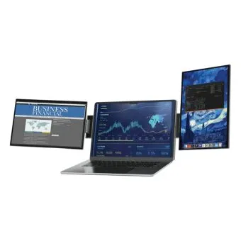 powerology skyfold 14" dual display laptop monitor black