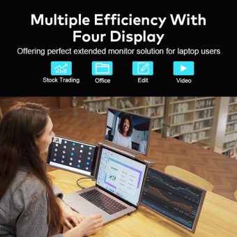 portable screen s788, 16 inch fhd quad screen, triple display extender, one cable connectivity