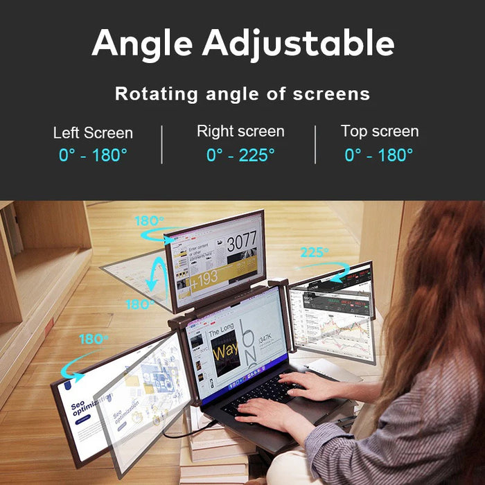 portable screen s788, 16 inch fhd quad screen, triple display extender, one cable connectivity