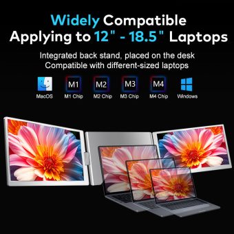 portable screen s888, 16 inch fhd triple screen, double display extender, one cable connectivity