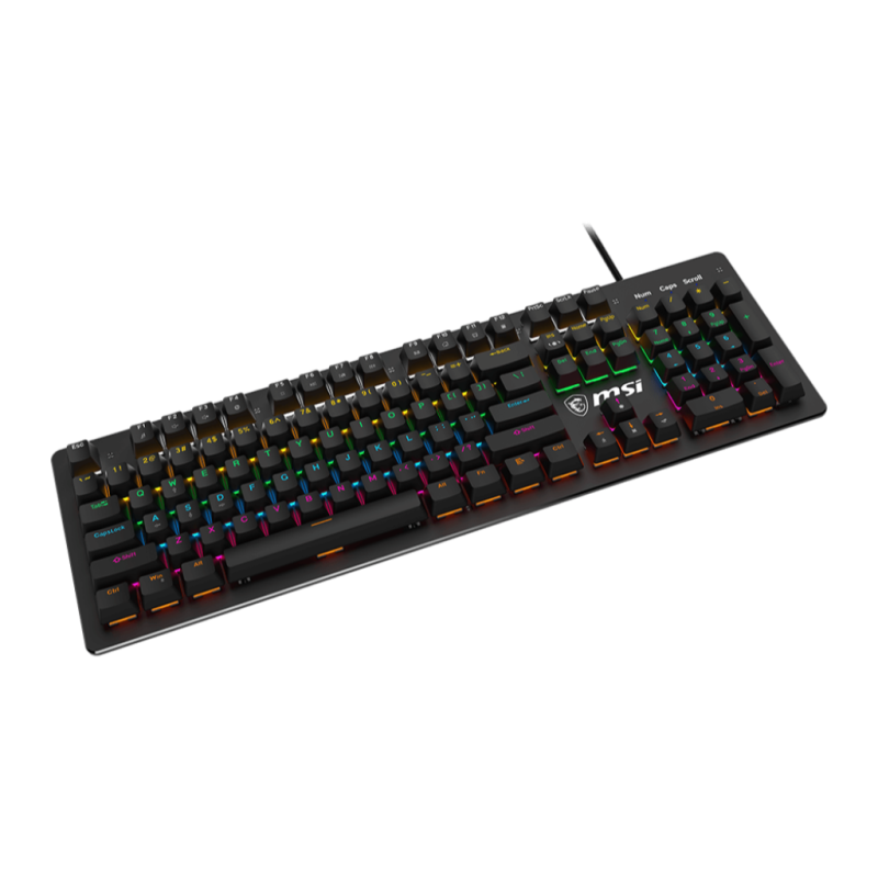 msi forge gk300 wired gaming keyboard, ergonomic floating keycap, red switches