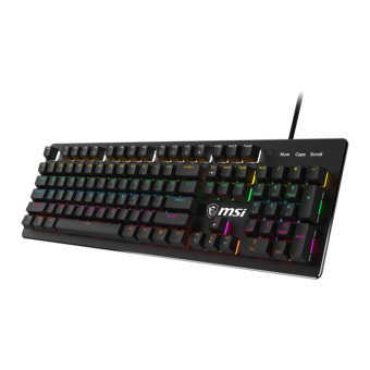 msi forge gk300 wired gaming keyboard, ergonomic floating keycap, red switches