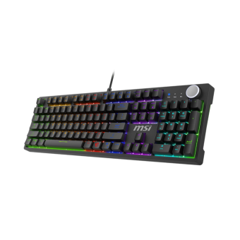 msi forge gk320 wired gaming keyboard, ergonomic floating keycap, blue switches