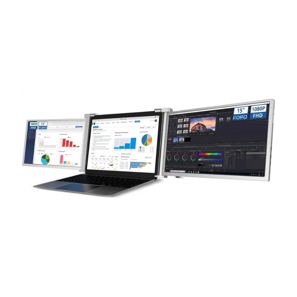 triple portable monitor, 15 inch fhd, hdr, ips, for 15 inch and 17 inch