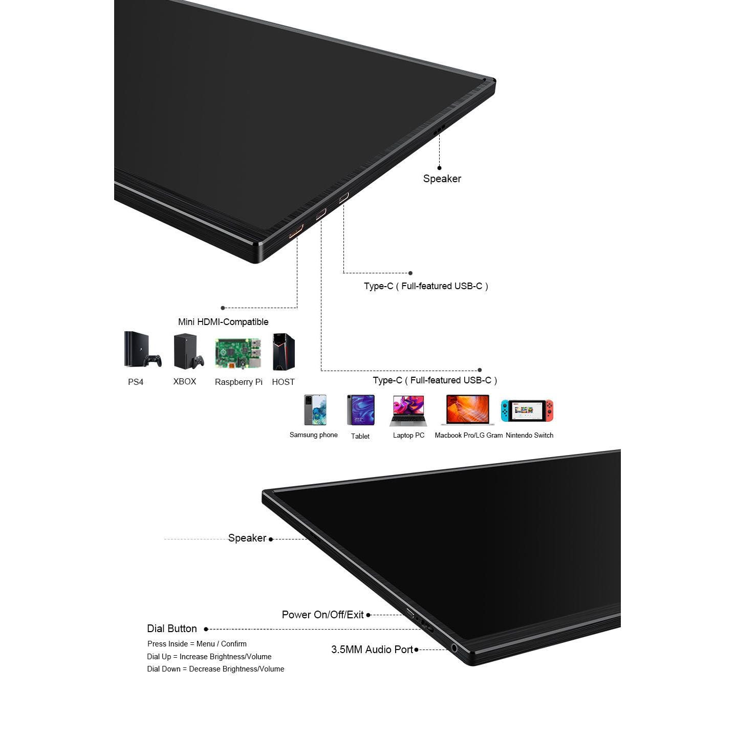 portable screen s45 1, 16 inch 2k, 165hz, usb c and mini hdmi